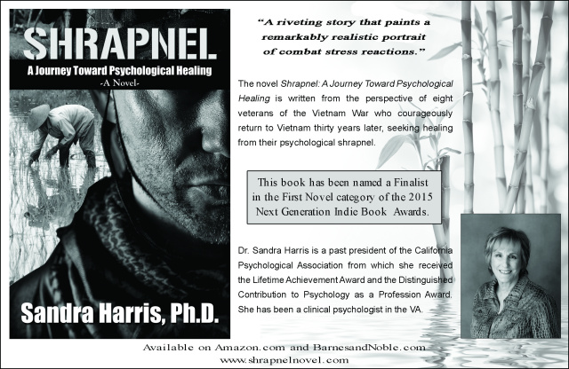 Ad for Sandra Harris Author of Shrapnel